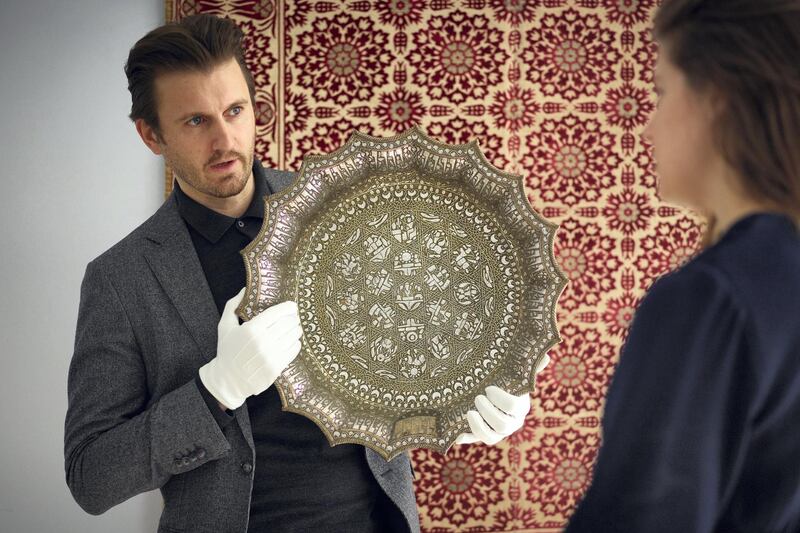 Sotheby’s spring sale of Arts of the Islamic World & India saw a twelfth-century silver-inlaid scalloped basin sell for £3,100,500. Courtesy Sotheby’s
