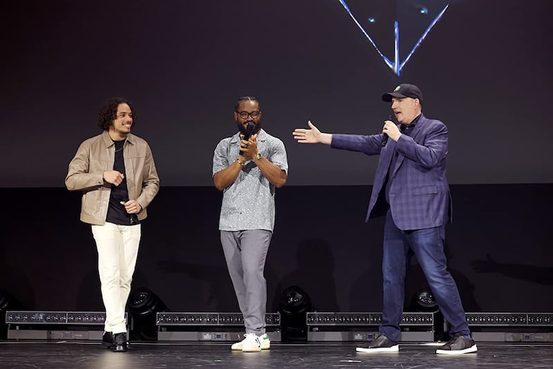 Kevin Feige and Anthony Ramos at an event for Ironheart (2023). Photo: D23Expo
