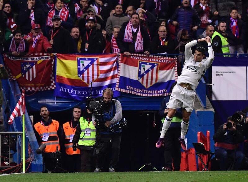 Real Madrid’s Portuguese forward Cristiano Ronaldo celebrates. Gerard Julien / AFP