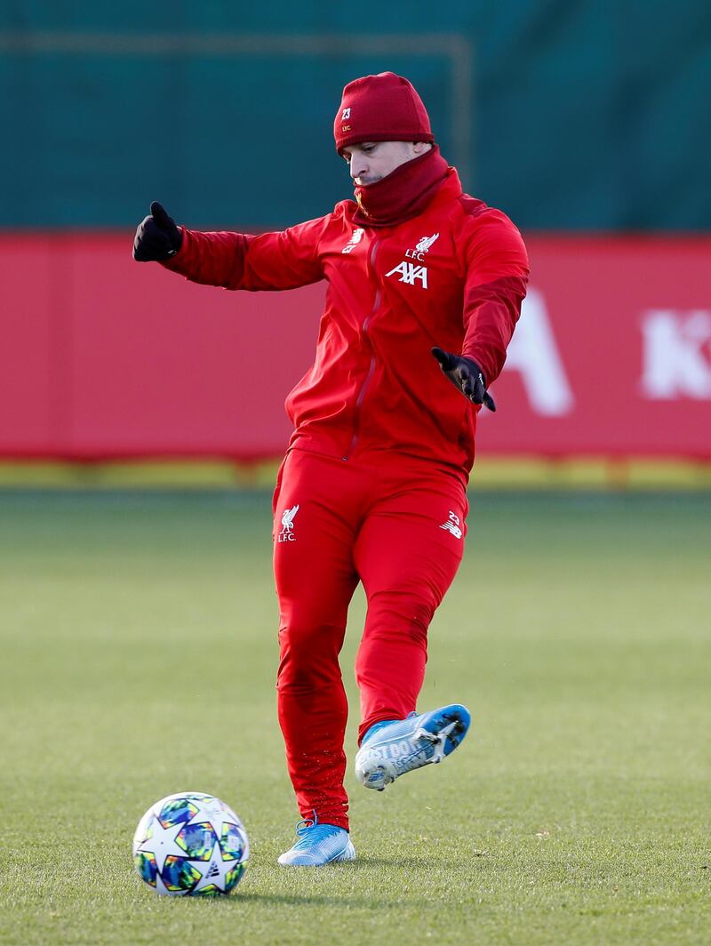 Liverpool's Xherdan Shaqiri during training. Reuters