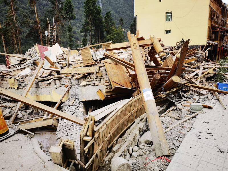 A building destroyed by the quake in Sichuan province's Luding county. EPA