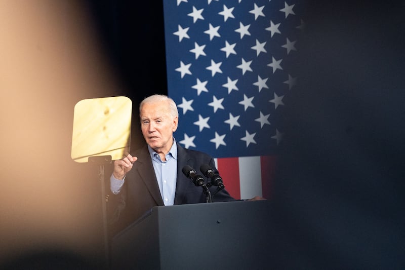US President Joe Biden, speaking in Atlanta on Saturday, has been trying to appeal to supporters of both Israel and Palestine. AFP
