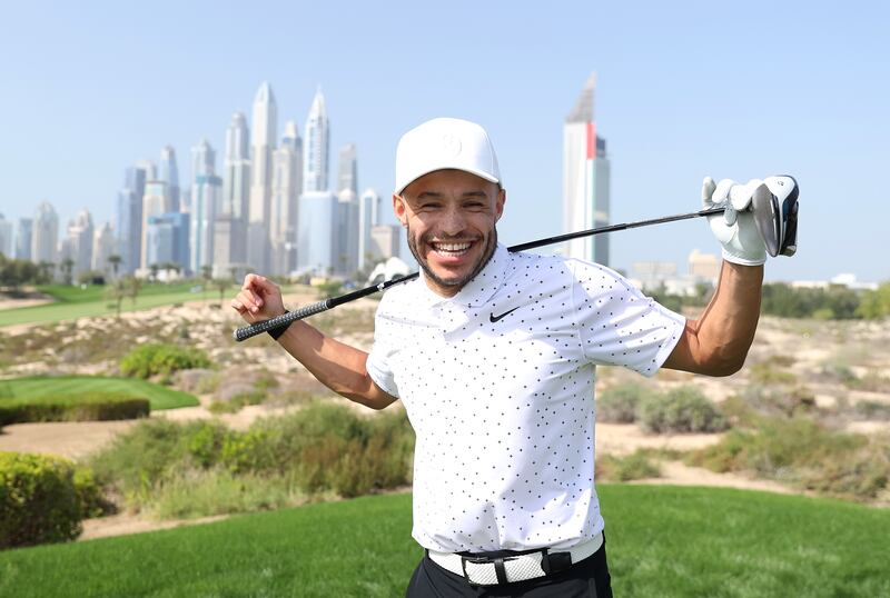 Alex Oxlade-Chamberlain of England and Liverpool plays in the pro am ahead of the Slync.io Dubai Desert Classic at Emirates Golf Club in Dubai. Getty Images