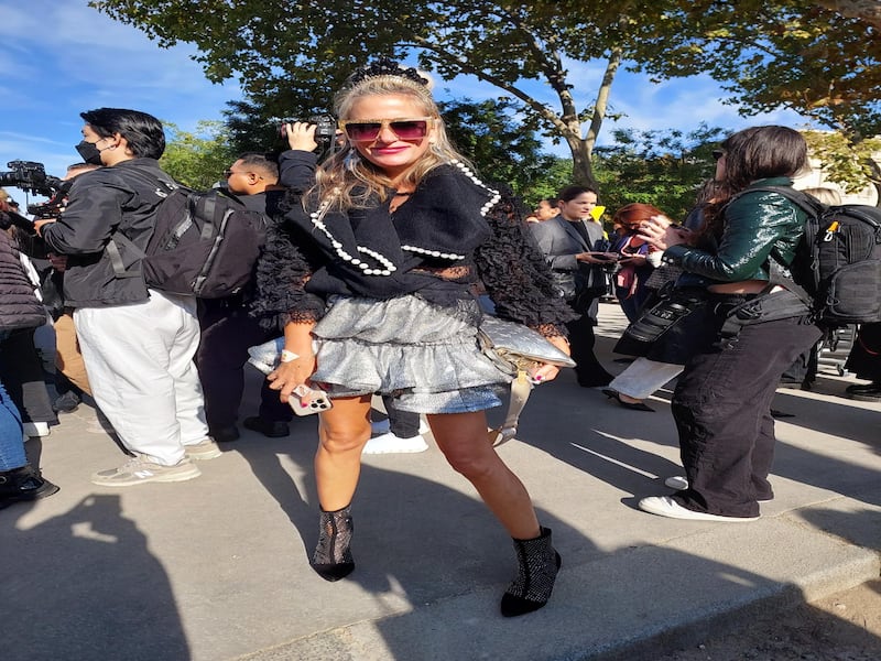 Seen outside Chanel, this woman rocking a 1980s ra-ra skirt.