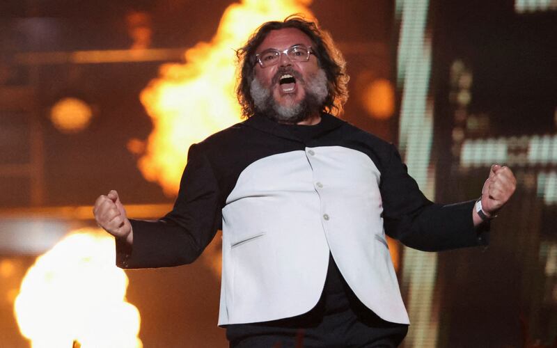 Jack Black reacts as he accepts the Comedic Genius Award. Reuters