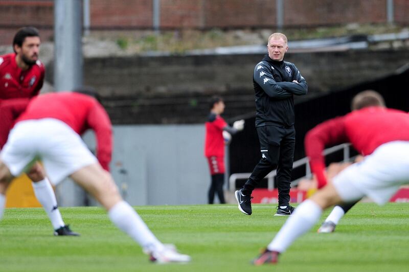 Paul Scholes before the Port Vale game. PA