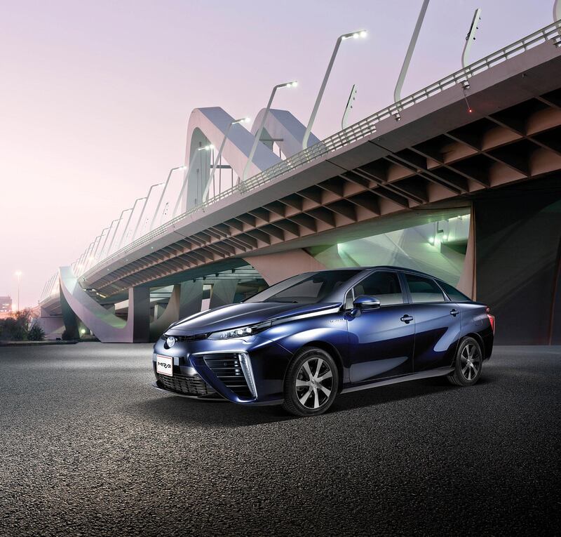 The Toyota Mirai was unveiled in UAE this week after several months of testing around the country, at sites including Jebel Jais. Courtesy Toyota