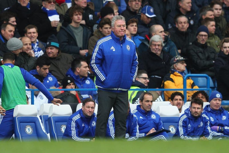 Guus Hiddink interim manager of Chelsea looks on during the Barclays Premier League match between Chelsea and Stoke City at Stamford Bridge on March 5, 2016 in London, England. (Photo by Clive Mason/Getty Images)