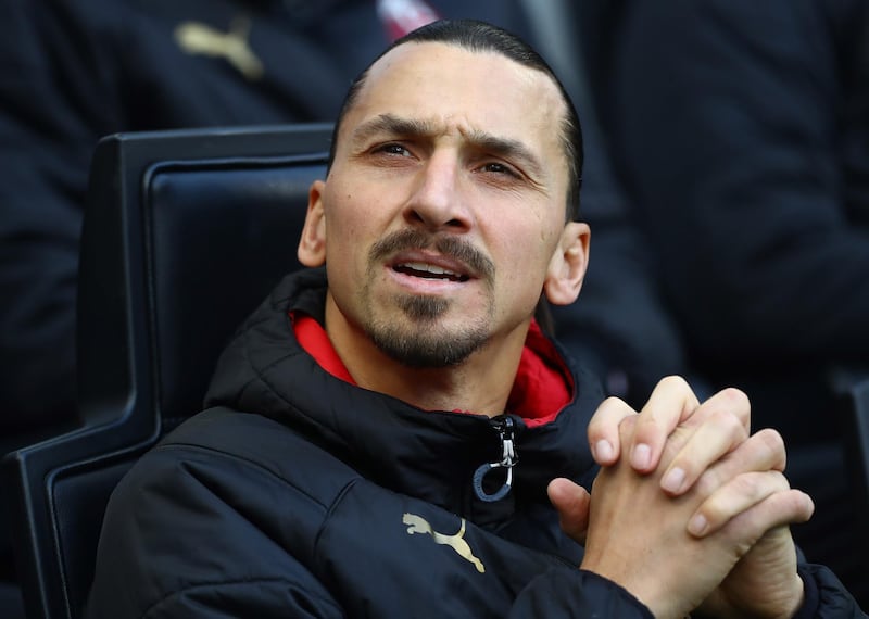 MILAN, ITALY - JANUARY 06:  Zlatan Ibrahimovic of AC Milan looks on before the Serie A match between AC Milan and UC Sampdoria at Stadio Giuseppe Meazza on January 6, 2020 in Milan, Italy.  (Photo by Marco Luzzani/Getty Images)