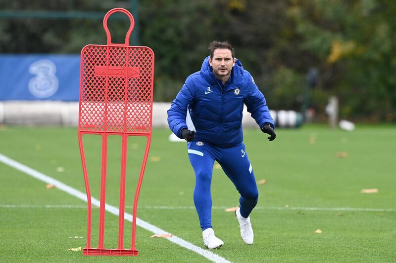 COBHAM, ENGLAND - OCTOBER 30: Frank Lampard of Chelsea during a training session at Chelsea Training Ground on October 30, 2020 in Cobham, United Kingdom. (Photo by Darren Walsh/Chelsea FC via Getty Images)