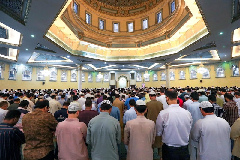 Abu Dhabi, U.A.E., August 21 , 2018.  Early morning prayers at the Masjid Bani Hashim mosque.  
Victor Besa / The National
Section:  NA
Reporter:  Haneen Dajani