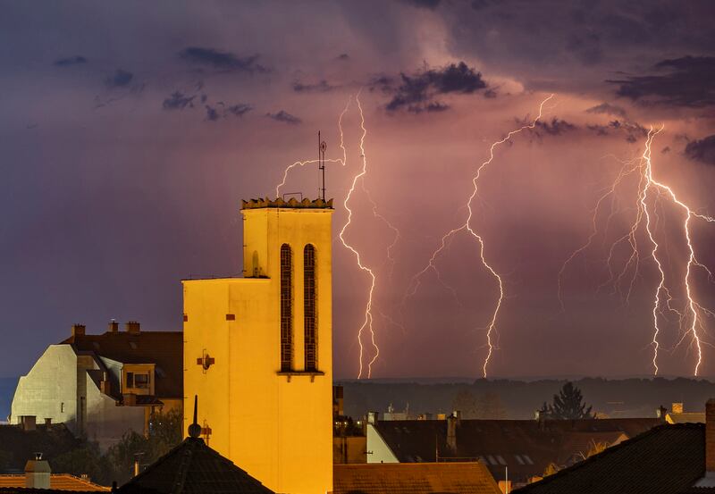 Lightning illuminates the sky over Nagykanizsa in Hungary. AP