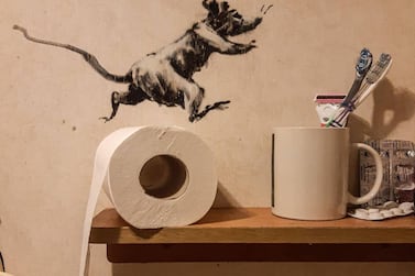 Banksy has unveiled a new piece in his bathroom, as he 'works from home' amid the Covid-19 pandemic. Instagram / Banksy 