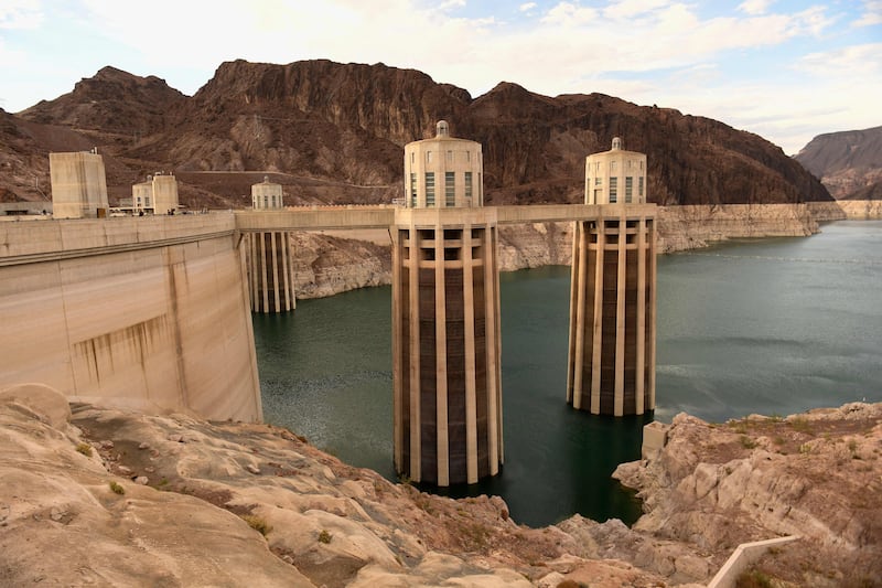 The Lake Mead reservoir formed by the Hoover Dam on the Nevada-Arizona border provides water to the Southwest, including nearby Las Vegas as well as Arizona and California, but has remained below full capacity since 1983 due to increased water demand and drought. AFP