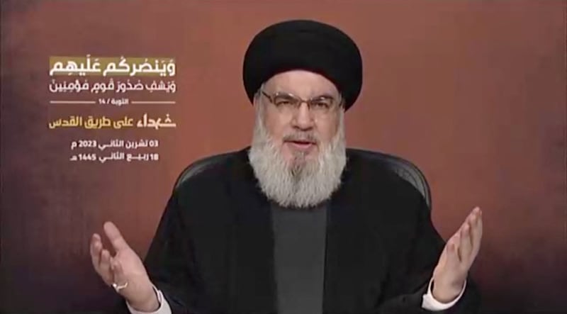 In his address, Mr Nasrallah said the conflict in Gaza was ‘a crucial and fateful war’. Reuters