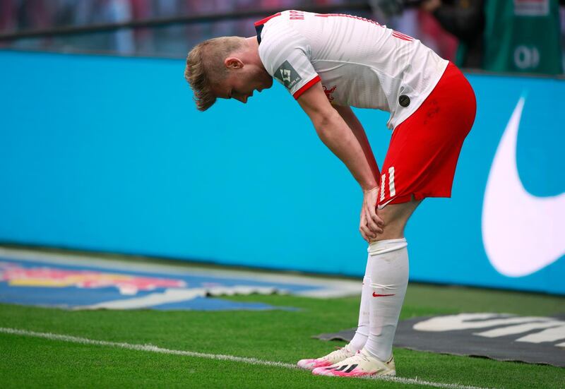 Timo Werner reacts during the Bundesliga match between RB Leipzig and SC Paderborn. EPA