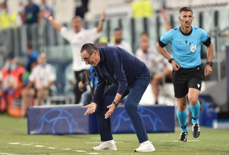 Juventus coach Maurizio Sarri during thegame. EPA