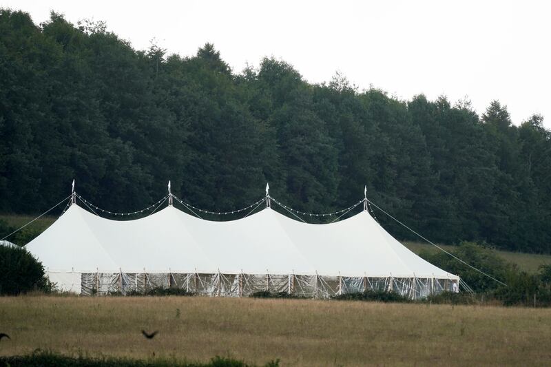 A marquee on the grounds of Daylesford House in Gloucestershire, where Prime Minister Boris Johnson and wife Carrie are due to hold a wedding party for friends and family. PA