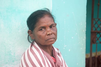 Jaya Rajamma, 65, is one of the 11 remaining residents of Podampeta in Odisha, eastern India, after the sea destroyed the village. Taniya Dutta / The National