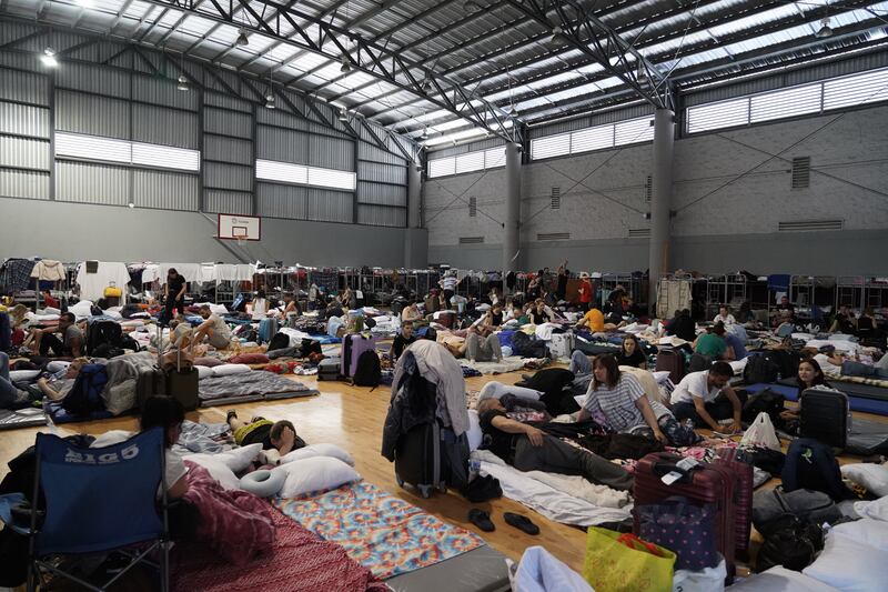 Hundreds of Ukrainian refugees are sleeping in the gymnasium in Tijuana.