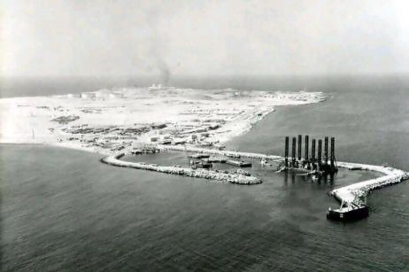 Das Island in the 1960s, which was Abu Dhabi's operational base when its started to export crude. Courtesy BP