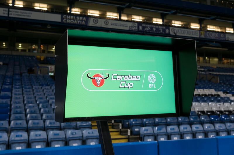 epa06429528 The Video Assistant Referee (VAR) system pitchside ahead of the Carabao Cup semi final first leg match between Chelsea and Arsenal at the Stamford Bridge Stadium in London, Britain, 10 January 2018.  EPA/WILL OLIVER No use with unauthorised audio, video, data, fixture lists, club/league logos 'live' services. Online in-match use limited to 75 images, no video emulation. No use in betting, games or single club/league/player publications