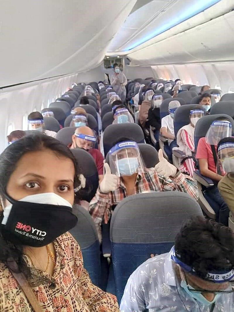 Dhanashree Patil on a private flight she helped organise in June to help workers and families return to India last year. She is part of a newly launched group Redio (Rescuing every distressed Indian overseas) that will coordinate with consulates and volunteers across the world to help Indians anywhere in the world get back home.  Courtesy: Dhanashree Patil