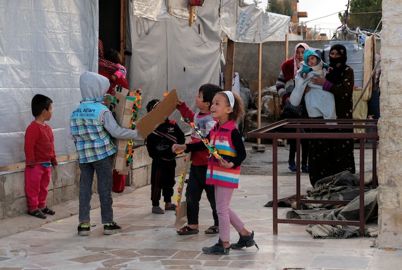 Syrian refugees living in an informal settlement, in Al Marj, in Bekaa, eastern Lebanon. Reuters