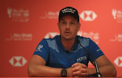 ABU DHABI, UNITED ARAB EMIRATES - JANUARY 16:  Henrik Stenson of Sweden pictured during a press conference ahead of the Abu Dhabi HSBC Golf Championship at Abu Dhabi Golf Club on January 16, 2018 in Abu Dhabi, United Arab Emirates.  (Photo by Matthew Lewis/Getty Images)