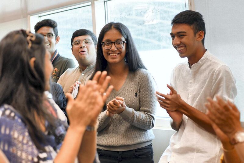 IB pupils in the UAE cheer as results were announced last year. This year’s exams have been cancelled. The National