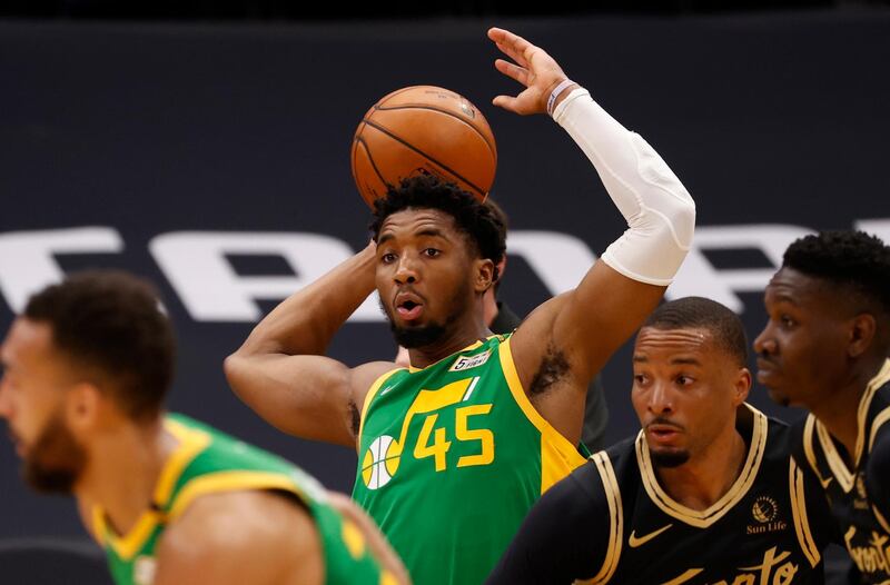 Utah Jazz guard Donovan Mitchell against the Toronto Raptors during the second quarter at Amalie Arena. USA TODAY Sports