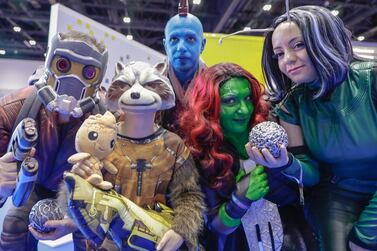 Dubai, April 12, 2019. MEFCC day 2- Guardians of the Galaxy cosplayers. Victor Besa/The National. Section: AC Reporter: Chris Newbould