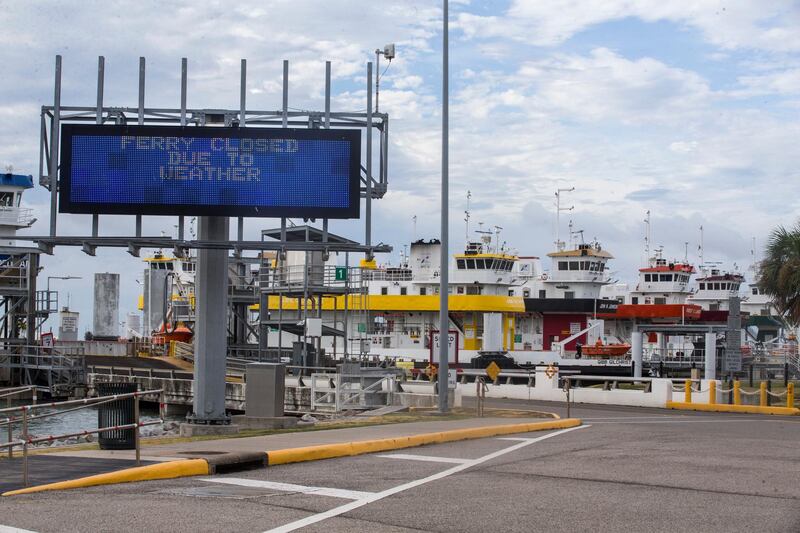 The ferry terminal is closed due to Hurricane Laura in Galveston, Texas. AP Photo