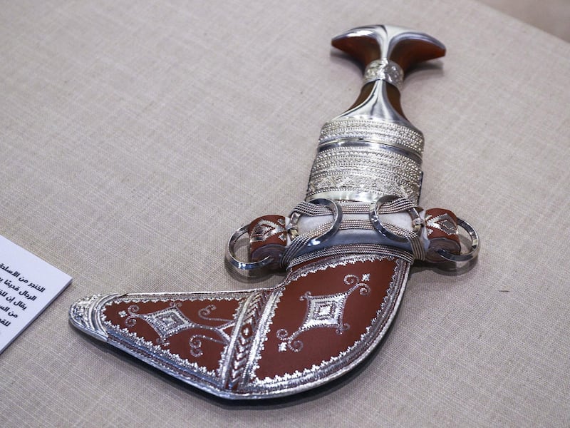 Abu Dhabi, United Arab Emirates, December 16, 2020. 
The khanjar is a curved ceremonial dagger worn by men.
Victor Besa/The National
Section:  AC
Reporter:  Evelyn Laur