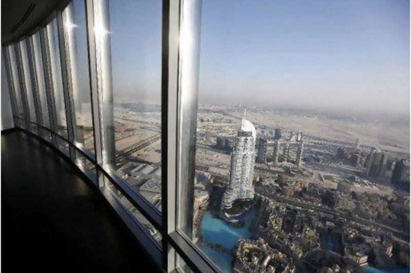 A view of from an apartment in the World's tallest building Burj Khalifa in Dubai.