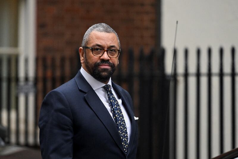 British Foreign Secretary James Cleverly walks outside Downing Street in London. Reuters