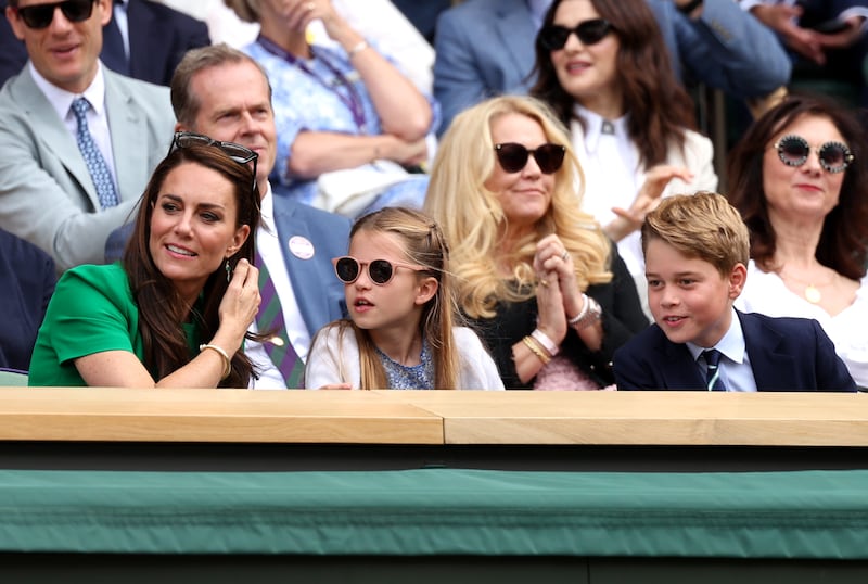 Kate and her children watch Djokovic and Alcaraz battle it out for Grand Slam honours. Getty