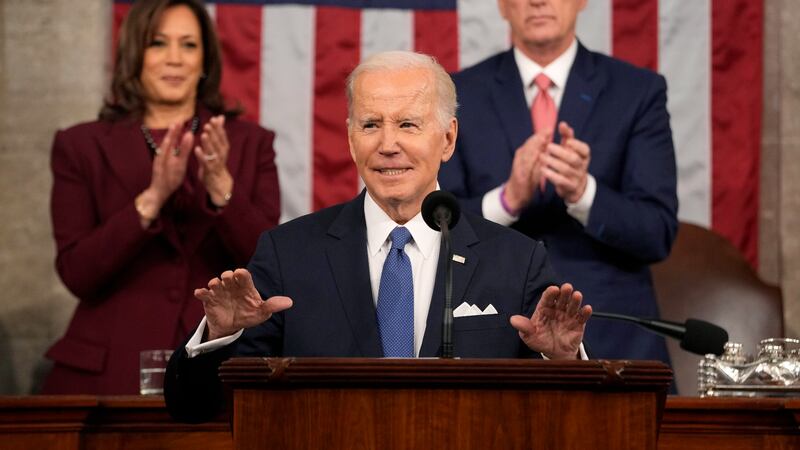 US President Joe Biden delivers the State of the Union address last year to a joint session of Congress at the US Capitol. EPA