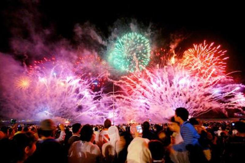 The 41st National Day celebration with fireworks on the Corniche in Abu Dhabi. Sean Blake / The National