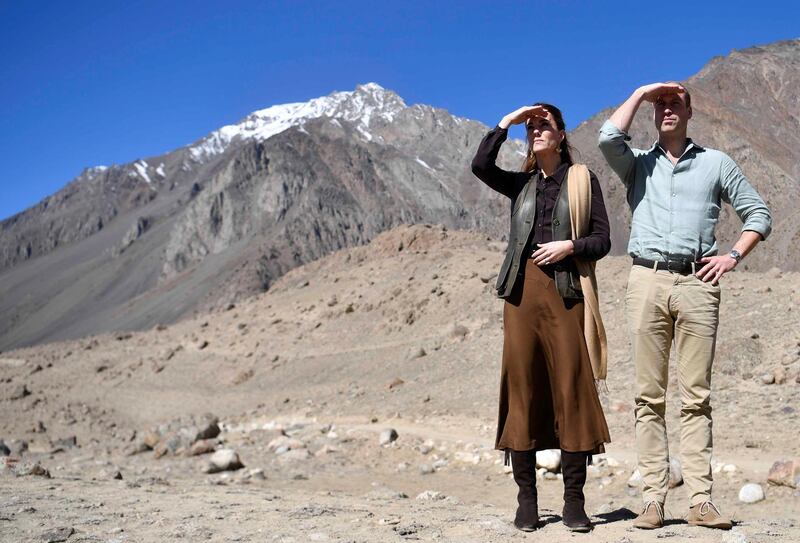 Britain's Prince William and Catherine, Duchess of Cambridge visit the Chiatibo glacier in the Hindu Kush mountain range in the Chitral District of Khyber-Pakhtunkhwa Province in Pakistan, on Wednesday, October 16, 2019. Reuters