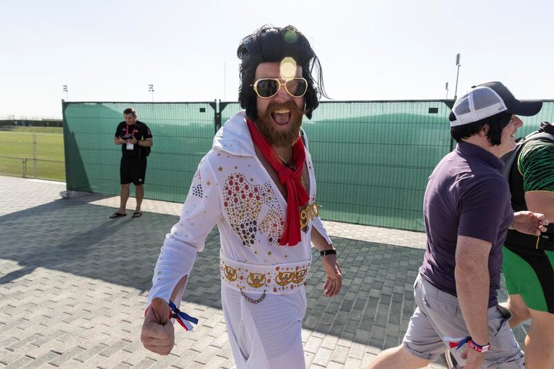 DUBAI, UNITED ARAB EMIRATES. 29 NOVEMBER 2018. The Dubai Rugby Sevens Tournament, Day Two. General image of fans dressed up while enjoying the tournament. (Photo: Antonie Robertson/The National) Journalist: Paul Radley. Section: Sport.