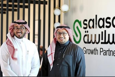 Salasa's co-founders Hasan Alhazmi (left) and Abdulmajeed Alyemni. The pair plan to use proceeds of their latest funding round to expand across Saudi Arabia and the wider Gulf region. Courtesy of 500 Startups