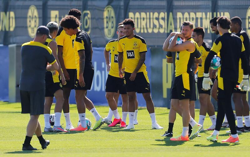 Dortmund players at training. Reuters