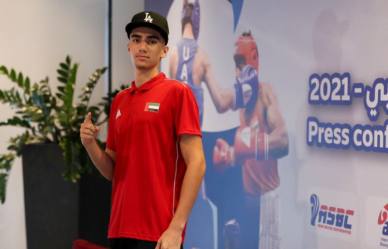 Eissa Mohamed Al Kurdi, captain of the UAE Youth Boxing Team, at the press conference to announce the upcoming Asian Youth Championship in Dubai.