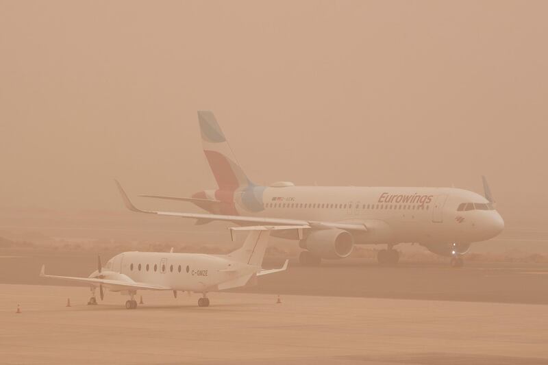 Gran Canaria Airport as airplanes are not allowed to take-off in Las Palmas de Gran Canaria, Canary Islands, Spain.  EPA