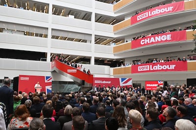 Keir Starmer spoke to Labour supporters in Manchester as the party seeks to reclaim power for the first time since 2010. Getty Images 