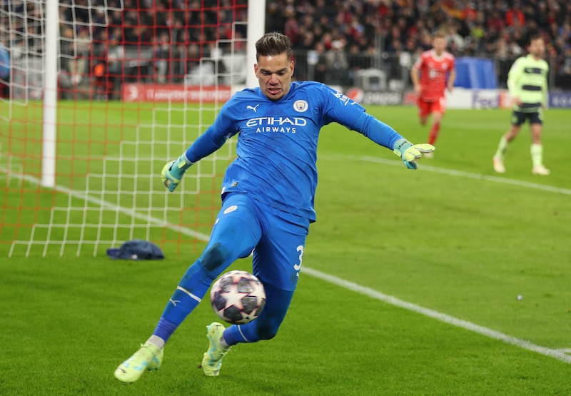 MANCHESTER CITY RATINGS: Ederson – 6. The Brazilian was reliable as ever as he stopped routine efforts from Leroy Sane and Kingsley Coman in the first half – although he was booked for time-wasting. Didn’t really get near Kimmich’s penalty, but by that point it was academic. Reuters