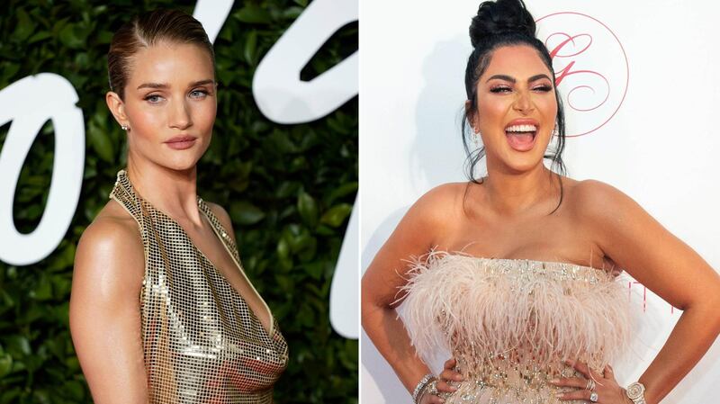 British model Rosie Huntington-Whiteley has teamed up with Dubai beauty entrepreneur and influencer, Huda Kattan, for her first Quibi show. EPA 