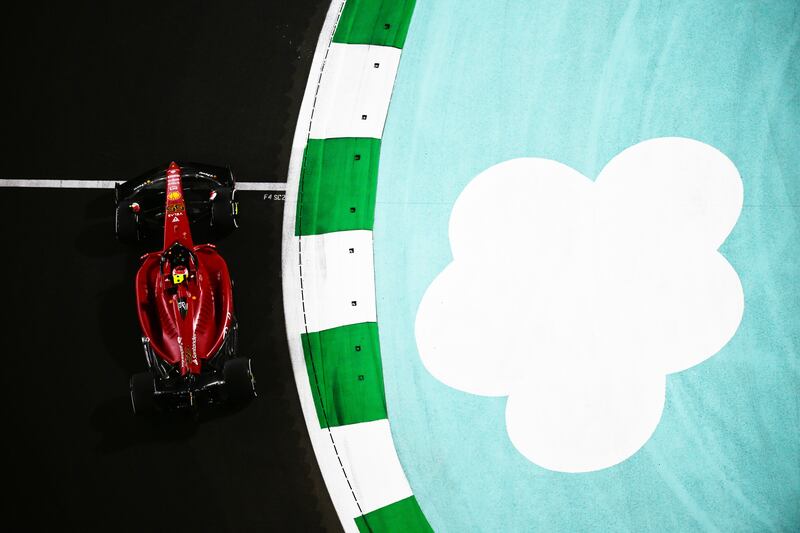 Ferrari's Carlos Sainz in action during Saudi Grand Prix. Getty