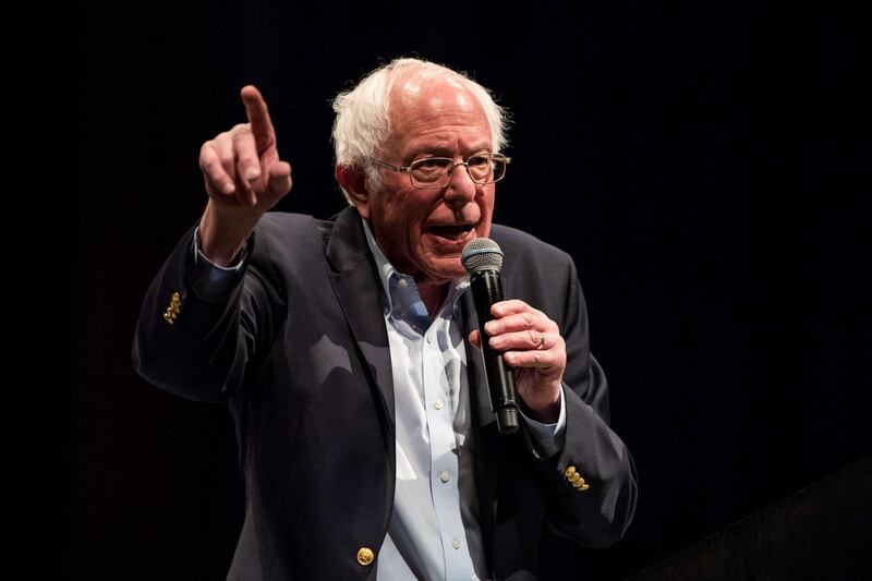 EL PASO, TX - FEBRUARY 22: Democratic presidential candidate Sen. Bernie Sanders (I-VT) speaks during a campaign rally on February 22, 2020 in El Paso, Texas. With less than two weeks before Super Tuesday, Sen. Sanders is spending the weekend campaigning in Texas.   Cengiz Yar/Getty Images/AFP
== FOR NEWSPAPERS, INTERNET, TELCOS & TELEVISION USE ONLY ==
